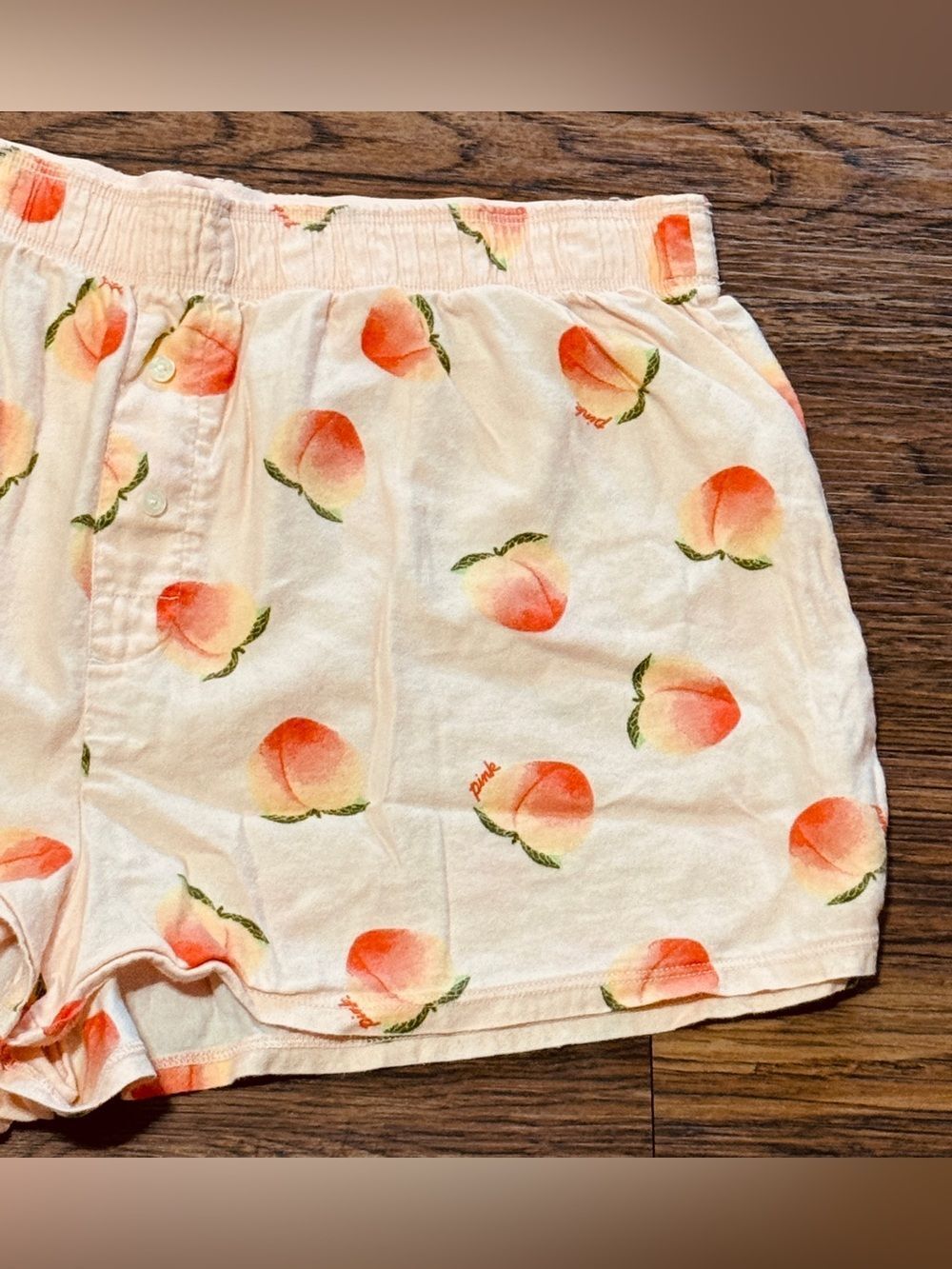 Victoria's Secret PINK Peach Print Boxer Sleep Shorts Pink Peach Medium - Picture 3 of 11